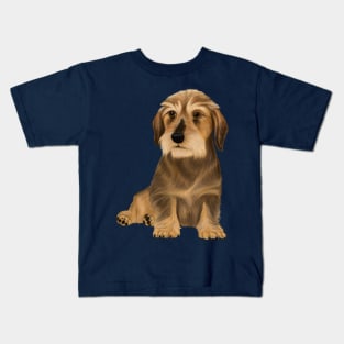 Wirehaired Dachshund sitting dog Kids T-Shirt